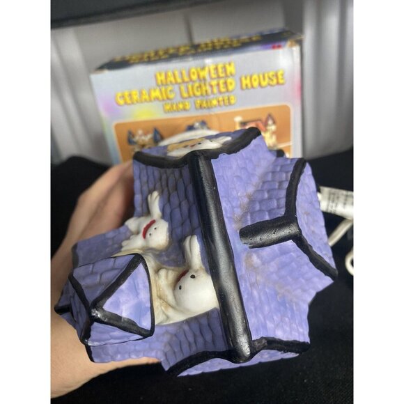 Vintage Halloween Haunted House Ceramic Mansion‎ Light Up Ghosts Spooky BULB - Picture 9 of 9